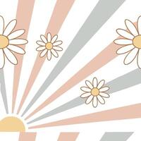 Vintage spring sunshine seamless pattern with muted colors and soft sunburst for retro style spring decor concept as Retro spring sunshine pattern with muted sunburst and soft ligh Clean Set 2 vector