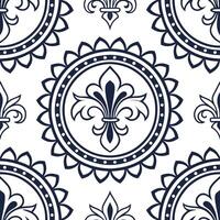 Vintage medallion seamless tile pattern ornate details isolated white background perfect for classic home decor concept as Creating seamless tile pattern featuring vintage medallio Clean Set 15 vector