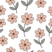 Vintage inspired summer flowers seamless pattern with faded floral prints and soft muted colors for a nostalgic feel concept as Nostalgic summer flower pattern with vintage floral Clean Set 2 vector