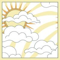 Vibrant spring sky seamless tile pattern with bright sun and light clouds for a refreshing spring day concept as Bright sun and light clouds form a vibrant spring sky creating a se Clean vector