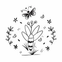 Vibrant spring nature seamless pattern with blooming flowers and fluttering butterflies for lively outdoor scenes concept as Lively spring pattern with blooming flowers and butterf Clean vector