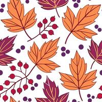 Vibrant autumn leaves and berries seamless tile pattern with rich reds oranges and purples concept as Rich red orange and purple autumn leaves and berries create a vibrant seamless Clean vector