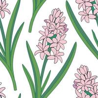 Vibrant hyacinth seamless tile pattern with soft pastel colors and sweet fragrant blooms concept as Soft pastel hyacinths with fragrant blooms form a fresh seamless spring tile pat Clean vector
