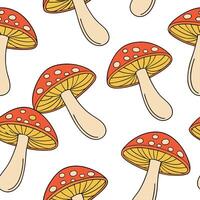 Vibrant autumn mushrooms seamless tile pattern with colorful caps and earthy stems concept as Colorful mushroom caps and earthy stems create a vibrant autumn mushrooms seamless til Clean vector