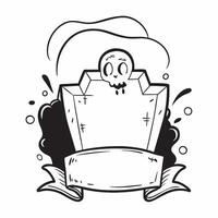 Vampire and Coffin Border with Happy Halloween Wording concept as A spooky border frame featuring a vampire and a coffin perfect for Halloween celebrations The words Happy Hallowe Clean vector