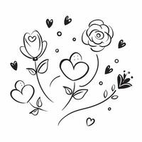 Valentine hearts and roses seamless tile pattern with romantic blooms and soft pink hues for elegant decor concept as Romantic rose blooms and soft pink hearts arranged seamlessly Clean Set 6 vector
