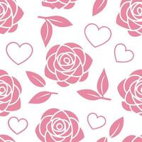 Valentine hearts and roses seamless tile pattern with romantic blooms and soft pink hues for elegant decor concept as Romantic rose blooms and soft pink hearts arranged seamlessly Clean Set 8 vector