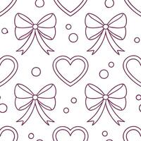 Valentine hearts and ribbons seamless tile pattern with decorative bows and love motifs for elegant decor concept as Decorative bows and love hearts arranged seamlessly with ribbon Clean Set 3 vector