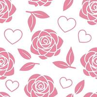 Valentine hearts and roses seamless tile pattern with romantic blooms and soft pink hues for elegant decor concept as Romantic rose blooms and soft pink hearts arranged seamlessly Clean vector