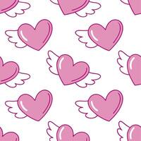Valentine hearts and cupids seamless tile pattern with playful elements and bright pink tones for cheerful decor concept as Playful hearts and cupids with bright pink tones arrange Clean Set 8 vector