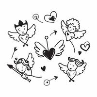Valentine hearts and cupids seamless tile pattern with playful elements and bright pink tones for cheerful decor concept as Playful hearts and cupids with bright pink tones arrange Clean Set 2 vector