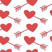 Valentine hearts and cupid arrows seamless tile pattern with romantic symbols and vibrant red tones for elegant decor concept as Romantic cupid arrows and vibrant red hearts arrang Clean vector