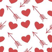 Valentine hearts and arrows seamless tile pattern with vibrant reds and elegant designs for romantic decor concept as Vibrant red hearts and elegant arrows arranged seamlessly for Clean Set 3 vector