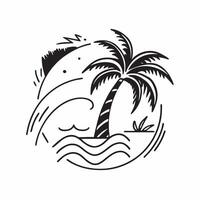 Tropical summer waves seamless pattern with palm leaves and wave textures for exotic beach themed designs concept as Tropical beach wave pattern with palm leaves and wave textures Clean vector