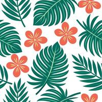 Tropical summer seamless pattern with exotic flowers and vivid tropical foliage for an adventurous design concept as Exotic summer flower pattern with tropical flowers and vivid fo Clean Set 2 vector