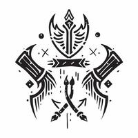 Tribal patterns seamless design with ancient symbols and distressed textures for a rugged time honored look concept as Rugged tribal patterns with ancient symbols and distressed te Clean vector