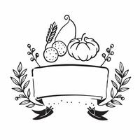 Thanksgiving Table Border with Squash and Grateful Hearts Wording concept as An elegantly designed border frame featuring a Thanksgiving table setting with squash leaves and berrie Clean Set 2 vector