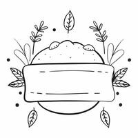Thanksgiving Table Border with Pies and Autumn Harvest Wording concept as An elegant border frame depicting a Thanksgiving table laden with various pies surrounded by autumn leaves Clean vector