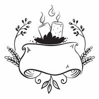 Thanksgiving Table Border with Candles and Thankful Blessed Wording concept as A charming border frame featuring a Thanksgiving table setting with candles leaves and pumpkins Th Clean Set 3 vector
