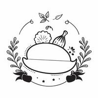 Thanksgiving Table Border with Autumn Leaves and Grateful Hearts Wording concept as An intricately designed border frame featuring a Thanksgiving dinner scene with autumn leaves pu Clean vector