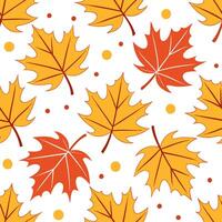 Thanksgiving leaves seamless pattern with rich autumn colors of red orange and yellow for a warm harvest inspired look concept as Warm Thanksgiving pattern with red orange and yell Clean Set 29 vector