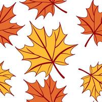 Thanksgiving leaves seamless pattern with rich autumn colors of red orange and yellow for a warm harvest inspired look concept as Warm Thanksgiving pattern with red orange and yell Clean Set 22 vector