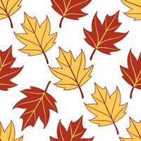 Thanksgiving leaves seamless pattern with rich autumn colors of red orange and yellow for a warm harvest inspired look concept as Warm Thanksgiving pattern with red orange and yell Clean Set 20 vector