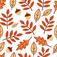 Thanksgiving leaves seamless pattern with rich autumn colors of red orange and yellow for a warm harvest inspired look concept as Warm Thanksgiving pattern with red orange and yell Clean Set 2 vector