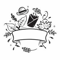 Thanksgiving Feast Border with Pilgrim Hats and Gratitude Wording concept as A festive border frame featuring traditional Thanksgiving feast elements including pilgrim hats pumpkin Clean Set 5 vector