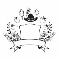 Thanksgiving Feast Border with Pilgrim Hats and Gratitude Wording concept as A festive border frame featuring traditional Thanksgiving feast elements including pilgrim hats pumpkin Clean Set 2 vector