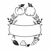 Thanksgiving Cornucopia Border with Apples and Harvest Blessings Wording concept as A beautifully illustrated border frame featuring apples pumpkins and autumn leaves symbolizing a Clean Set 5 vector