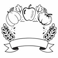 Thanksgiving Cornucopia Border with Apples and Harvest Blessings Wording concept as A beautifully illustrated border frame featuring apples pumpkins and autumn leaves symbolizing a Clean Set 3 vector