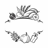 Thanksgiving Cornucopia Border with Apples and Harvest Blessings Wording concept as A beautifully illustrated border frame featuring apples pumpkins and autumn leaves symbolizing a Clean vector