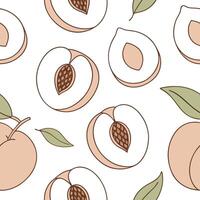 Sweet peach and nectarine seamless tile pattern with soft pastel colors for a mellow summer vibe concept as Soft pastel peaches and nectarines create a seamless tile pattern bringi Clean vector