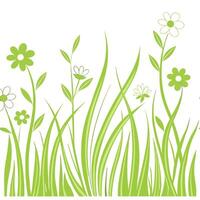 Sunlit grass and flowers seamless tile pattern with gentle spring breezes and vibrant green hues concept as Sunlit grass and flowers sway in a gentle spring breeze creating a seaml Clean vector