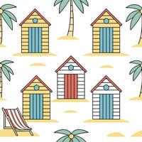 Summer beach cabanas seamless tile pattern with cool shades and vibrant beachside charm concept as Vibrant summer beach cabanas with cool shades and beachside charm create a seamle Clean vector