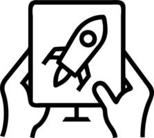Startup business concept with strategic planning and business success businessman using tablet displaying startup icon to launch new business concept as Businessman uses tablet wi Clean vector