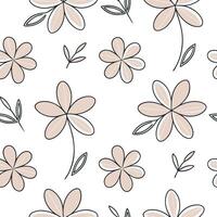 Subtle summer flowers seamless pattern with fine lines and neutral colors for a minimalist elegant design concept as Minimalist summer flower pattern with fine lines and neutral to Clean Set 2 vector