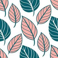 Spring leaves seamless pattern with large bold silhouettes and rich color contrasts for a modern stylish look concept as Modern spring leaves pattern featuring large silhouettes an Clean Set 2 vector