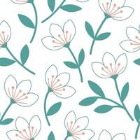 Spring floral seamless pattern with soft petals and light pastels for a gentle soothing design concept as Gentle spring floral pattern featuring soft petals and light pastel colors Clean Set 4 vector