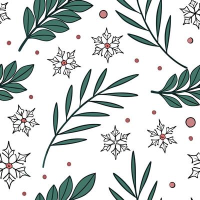 Sparkling snowflakes and holiday wreath seamless tile pattern with festive greenery concept as Festive greenery and sparkling snowflakes create a seamless tile pattern with holiday Clean