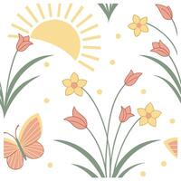 Soft yellow sunshine seamless tile pattern with glowing rays and pastel tones for a calming spring atmosphere concept as Soft yellow rays and pastel tones of sunshine create a seam Clean vector