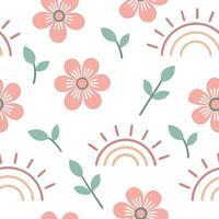 Soft spring sunshine seamless pattern with pastel colors and gentle rays for soothing serene backgrounds concept as Serene spring sunshine pattern with pastel colors and gentle ray Clean Set 6 vector