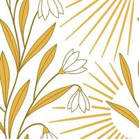 Soft golden morning light seamless tile pattern with glowing rays and an uplifting spring atmosphere concept as Soft golden morning light with glowing rays creates a seamless tile Clean vector