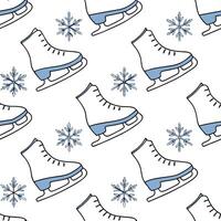 Snowflake and ice skates seamless tile pattern with dynamic winter sports elements concept as Dynamic ice skates paired with snowflakes create a seamless tile pattern with winter s Clean vector