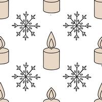 Snowflake and holiday candle seamless tile pattern with warm glow and frosty accents concept as Warm glowing candles paired with snowflakes create a seamless tile pattern with fros Clean vector