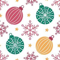 Snowflake and holiday ornament seamless tile pattern with colorful festive elements concept as Colorful holiday ornaments paired with snowflakes create a seamless tile pattern with Clean vector