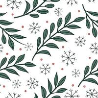 Snowflake and holiday garland seamless tile pattern with festive greenery and sparkling accents concept as Festive greenery and sparkling accents paired with snowflakes create a se Clean vector