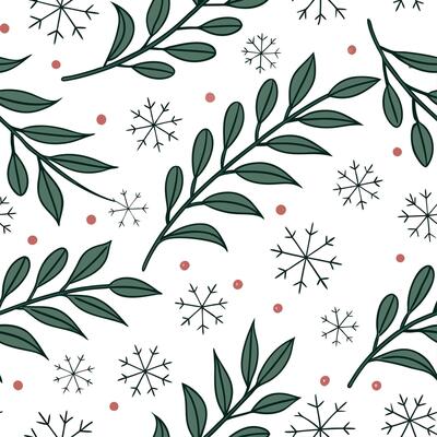 Snowflake and holiday garland seamless tile pattern with festive greenery and sparkling accents concept as Festive greenery and sparkling accents paired with snowflakes create a se Clean