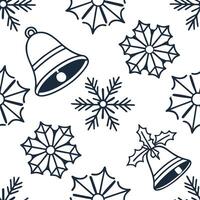 Snowflake and holiday bells seamless tile pattern with sparkling winter accents and festive tones concept as Sparkling holiday bells paired with snowflakes create a seamless tile p Clean vector